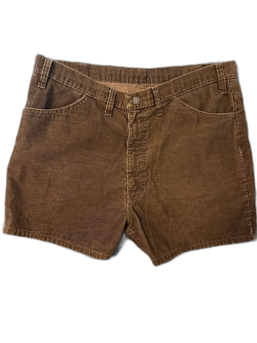 70s Brown Corduroy Shorts - JCPenney Plain Pockets - Vintage High Rise men’s 38